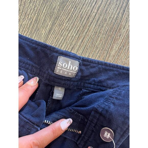 Soho Jeans New York & Company Chino Shorts Mid Rise Cotton Blend Navy Size 12 - Picture 5 of 7